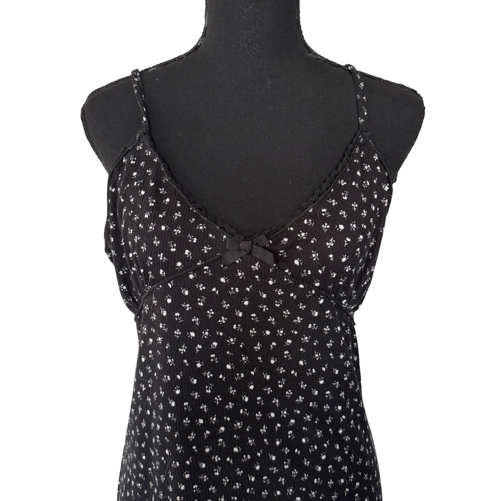 Womens Dark Floral Babydoll Dress Size L Black Coquette Fairy Grunge Y2K - Picture 2 of 6
